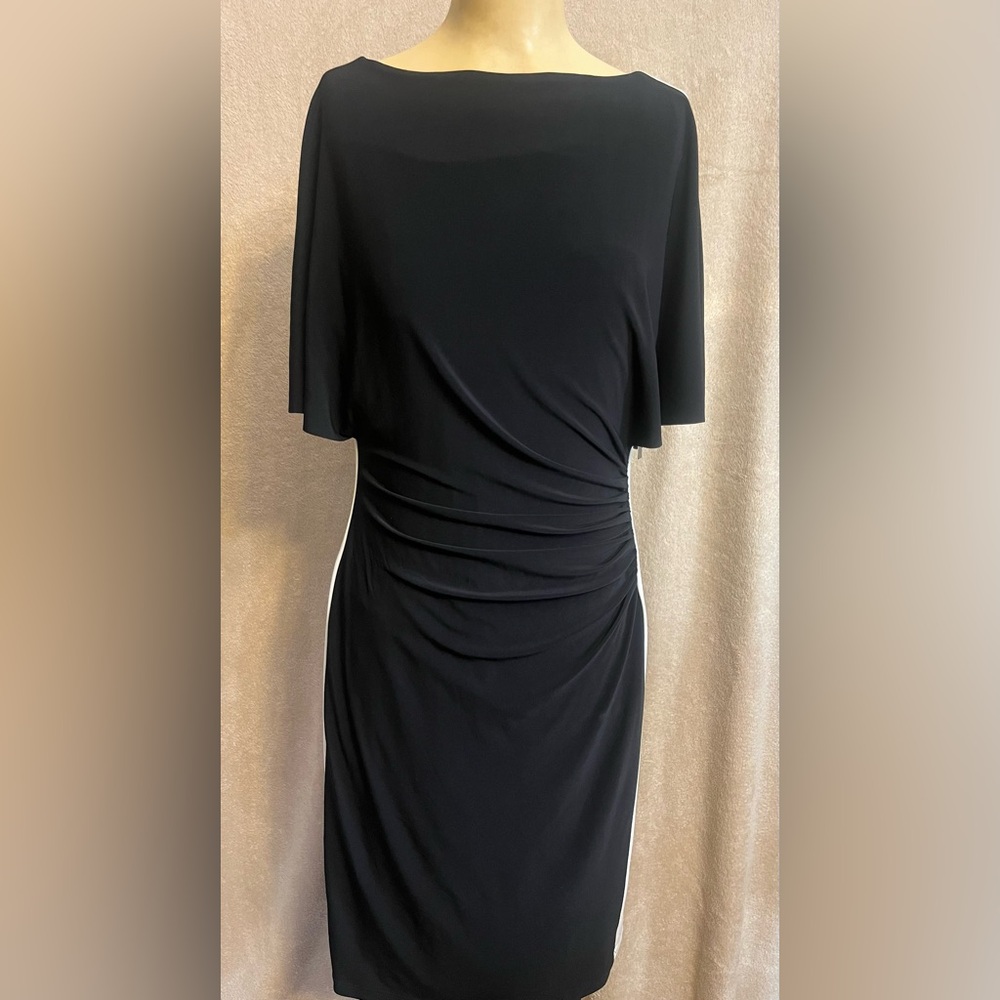 Ralph Lauren Black Sheath Dress with Flutter Sleeves